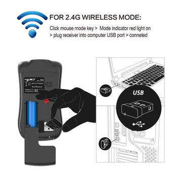 Fără fir Bluetooth 3.0 Mouse + 2.4 Ghz 1600 DPI Wireless Mut Mouse-ul să faceți Clic USB Reîncărcabilă Economizor de Energie Soareci pentru Desktop Laptop