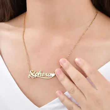 Atoztide Nume Personalizat Colier Bijuterii pentru Femei Personalizate Lanț Pandantiv Plăcuța de Aur din Oțel Inoxidabil Colier Cadou de Craciun