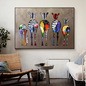 Zebra Arta Panza Picturi pe Perete Colorat Animale Printuri de Arta Africană Animale Imagini de Artă pentru Viață RoomCanvas Pictura