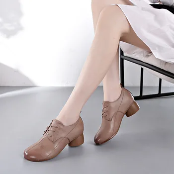 Glglgeg piele naturala pantofi platforma adidasi femei femei Femei Femei de Moda Casual, Toc Gros Piele Dantela Sus Pantofi de Lucru