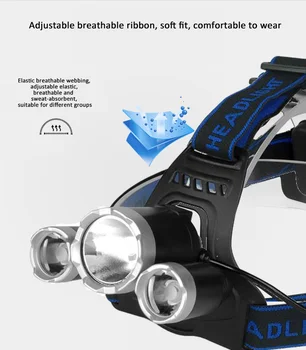 Faruri LED Pescuit Faruri T6 4 Moduri de Zoom Impermeabil Super-Luminos Camping Lumina Alimentat De Baterii 2x18650