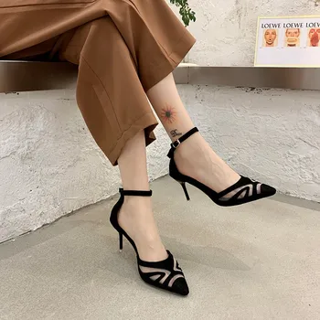Tocuri inalte designer de lux pentru femei pantofi doamnelor tocuri inalte 2020 primavara-vara sexy sandale de moda rochie de birou alb-negru pantofi
