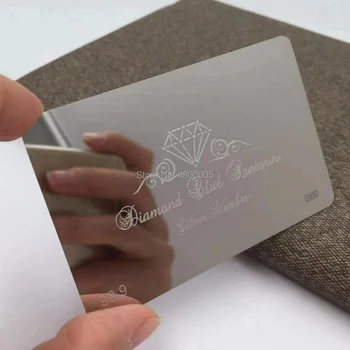 Personalizat fine ieftine oglindă de argint și textura de metal card pentru afaceri