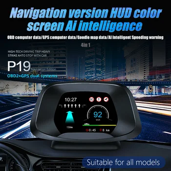 2020 HUD P19 Head Up Display OBD2 Computer de bord OBD2+GPS Parbriz Vitezometru Mașină Detector de Consumul de Ulei 8 Interfață