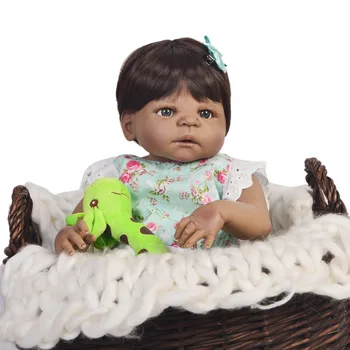 Moda 23 Inch 57 cm Fata Nou-născut Complet Corp Silicon Renăscut Păpuși Realiste Copii Tovarăș de joacă Jucării pentru Copii Fata ChristmasGifts