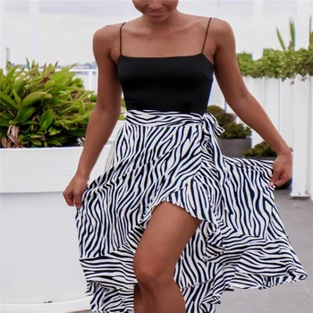 Faldas Mujer Moda 2019 Femei Folie Sarong Fusta Lunga Zebra Stripe Beach Acoperi Boem Boho Halat Boem Stil Clasic rece