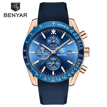 Bărbați Ceas 2019 Brand de Top BENYAR Mens Lux Albastru Ceasuri Silicon Ceas de mana Barbati Cronograf Ceas Masculin Relogio Masculino