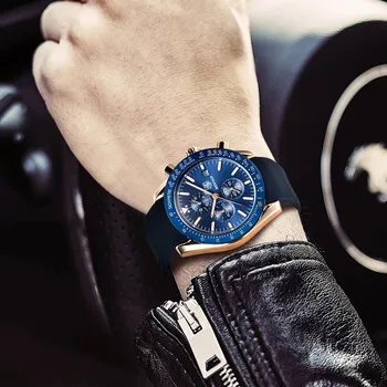 Bărbați Ceas 2019 Brand de Top BENYAR Mens Lux Albastru Ceasuri Silicon Ceas de mana Barbati Cronograf Ceas Masculin Relogio Masculino