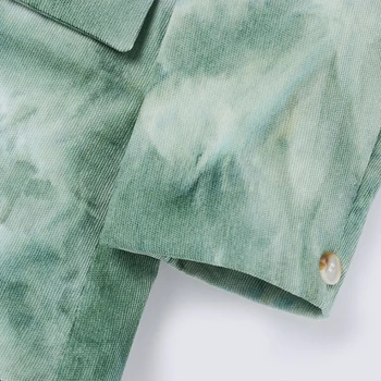 [MEM] Femeile Verde Imprimat de Dimensiuni Mari Blazer Nou Rever cu Maneci Lungi Vrac se Potrivi Sacou Moda Valul de Primăvară de Toamnă 2021 1Z767