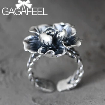 GAGAFEEL Reale 999 Argint Pur Moda Model Țesute Deschide Inelul de sex Feminin Bujor Floare de Argint Inele Cadouri pentru Femei Bijuterii Fine