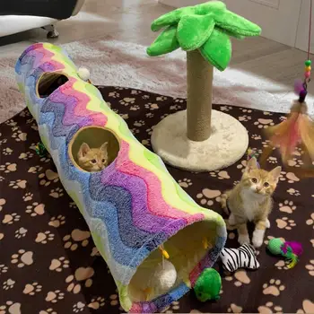 Pliabil Pisica de Mare Jucărie de Pluș Juca Tunel Tub cu Bile de Formare Jucării pentru Animale de companie Mici Iepuri Pisici Câini Cat Consumabile
