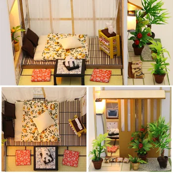 DIY casă de Păpuși în Miniatură Cameră Caseta Handmade Model Asamblat Jucarii Pentru Copii Cadou de Crăciun Casă de Lemn Casă de Păpuși Mobilier Kit