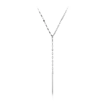 S925 Argint Colier Stil coreean O - linie în Formă de Y Clavicula Lanț Pătrat Ciucure Single-Colier Colier