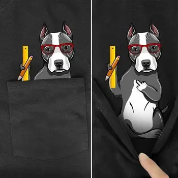 Tessffel NewFashion Film Animal Pisică Câine de Buzunar tricou Amuzant Harajuku Bărbați/Femei Casual de Vara de Bumbac Tee Short sleeve Shirt D5