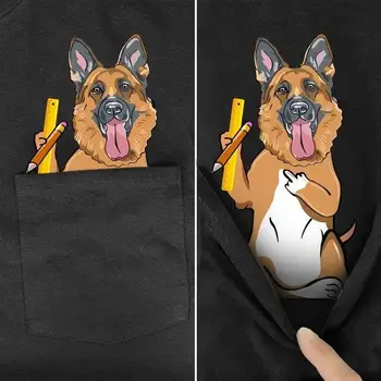 Tessffel NewFashion Film Animal Pisică Câine de Buzunar tricou Amuzant Harajuku Bărbați/Femei Casual de Vara de Bumbac Tee Short sleeve Shirt D5