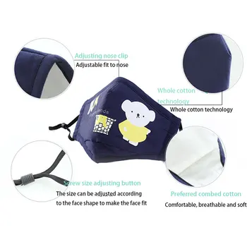 3PCS Reutilizabile Copii Mască de Respirație Supapa Masque Visage Unisex Anti Praf Negru de Protecție Gura Capace de Măști cu Filtru
