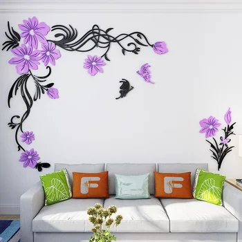 Acril 3D de Flori oglinda de Perete Autocolante decor acasă creative decalcomanii de perete camera de zi intrarea flori pictura Pentru Camera DIY