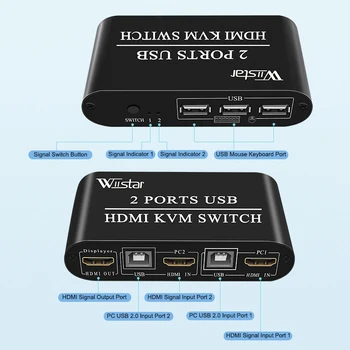 2X1 HDMI Switch KVM Cutie Selector Switch HDMI 2 In 1 de Partajare USB 2.0 monitor mouse tastatura pentru 2 calculatoare Laptop-uri Pc-uri