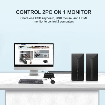 2X1 HDMI Switch KVM Cutie Selector Switch HDMI 2 In 1 de Partajare USB 2.0 monitor mouse tastatura pentru 2 calculatoare Laptop-uri Pc-uri