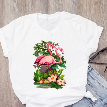 Femeile Grafica De Desene Animate Flamingo Imprimare De Moda Eleganta De Vara T-Shirt Cămașă Topuri Doamna Haine Femei Haine Tee Femei T Shirt