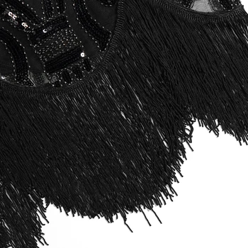 Sexy Negru Cu Paiete, Franjuri Cami Rochie Vintage Paisley Cu Margele Fără Mâneci Marele Gatsby Petarda Femei Rochie Little Black Dress