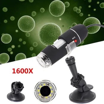1600X HD Lupa Electronic Portabil Digital Microscop Industriale, Medicale Lupa USB cu 8 LED-uri Endoscop cu Suport Metalic