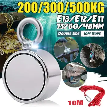 500KG D75mm Puternic din Neodim Magnet Dublu Partea de Salvare Magnet Mare de Pescuit cu Magnet Suport Trăgând de Montare Oală Cu Inel