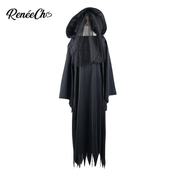 Reneecho Costum De Halloween Pentru Copii Costum Grim Reaper Pentru Copii Baieti Costum Pentru Petrecere Negru Lung Cape Capota Carnaval, Cosplay