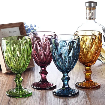 Vin Cupe de Sticlă Multicolore Sculptate Pahar de Whisky Pahare de Vin Rosu 300ML Petrecere de Nunta, pahare de Sampanie, Restaurantul-Bar de Instrumente de Acasă