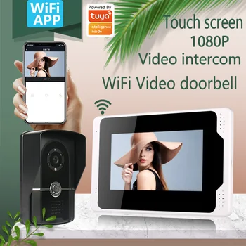 Tuya APLICAȚIE Inteligent HD 1080P Video Interfon Multi Language WIFI Ușă Telefon Video Înregistrare Video Ecran Tactil Sonerie, Interfon