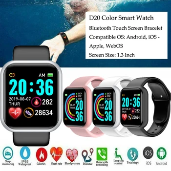 2020 Ceasuri Inteligente Bărbați D20Pro Fitness Smartwatch Heart Rate Monitor Tensiunii Arteriale Sports Tracker Bratara pentru Apple IOS Android