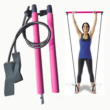Portabil 2 Picior Bucle Usoare Antrenor de Pilates Bar Stick cu Bandă de Rezistență Acasă Sală de sport cu echipamente de fitness