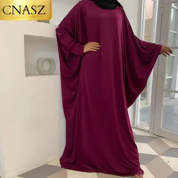 New Sosire Rotund Gat Culoare Solidă Ramadan EID Musulman se Roagă Rochie Abaya Fluture Stil Caftan