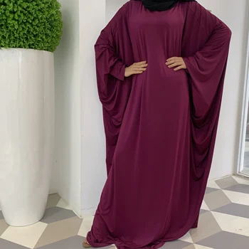 New Sosire Rotund Gat Culoare Solidă Ramadan EID Musulman se Roagă Rochie Abaya Fluture Stil Caftan