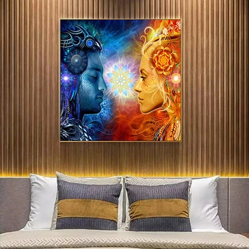 Tantra Shiva și Shakti Panza Pictura Modernă Zei Hinduse Arta Pop Postere si Printuri de Arta de Perete Imagini pentru Living Decorul Camerei