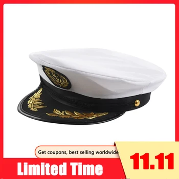 Adult Yacht Căpitan De Vas Hat Navy Capac Vas Sailor Costum Petrecere Rochie Fancy Negru+Alb