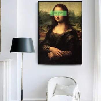 Leonardo da Vinci-Mona Lisa Tablouri Canvas Reproduceri Acoperi Ochii Pop-Arta de Perete Panza Imaginile Pentru Camera de zi de Decorare