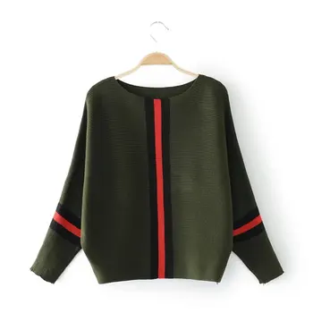 2020 toamna noua vertical stripe contrast liber pulover pulovere femei pulover cu maneci scurte bat