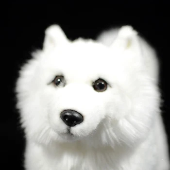 23cm Realiste Samoyed Jucării de Pluș Viața Reală în Picioare Alb Cățeluș Câine Animal de Pluș Jucărie Cadouri de Craciun Pentru Copii