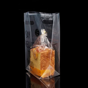 28*28*12cm Pungi Transparente Geantă de Cumpărături Supermarket Pungi de Plastic Cu Mâner sac de Copt tort desert pâine Ambalaje alimentare 50pcs