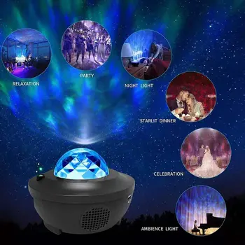 Muzica a CONDUS Cer Lampa de Proiecție USB de Încărcare fără Fir de Voce Controlat Sky Star Ocean Înstelat, Lumina de Noapte Scenă de Lumină