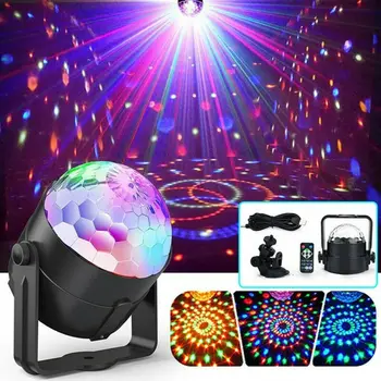LED Lampa Disco Ball RGB Rotative Partidul Lumina Proiector Sunet Activat Strobe Bec DJ, Lumini de Scena Pentru Acasă KTV Spectacol Nunta