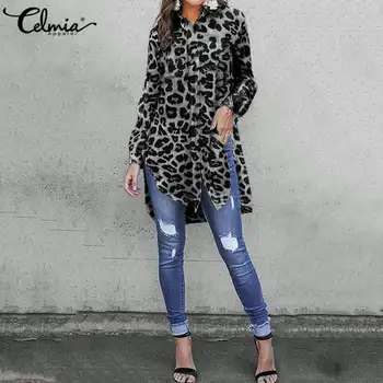 Moda Femei Tricouri Sexy Leopard De Imprimare Bluze Celmia Plus Dimensiune Casual Cu Maneci Lungi Topuri Butoane Elegante, Office Lungi Blusas 7