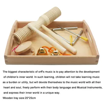 Lemn Montessori Set de Instrumente cu Tava Orff Material Didactic Percuție Filtru de Zgomot Jucării Educative Pentru Copii MA0964H