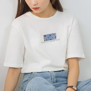 Hirsionsan Kaki Din Bumbac Tricou Pentru Femei De Vară 2020 Coreene Noi, Tipărite Moale Tricouri Casual Drept Teuri Harajuku Liber Fete Topuri
