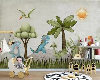 Beibehang tapet pentru pereți 3 d nostalgic desene animate dinosaur copac camera copiilor fundal papel de parede 3d tapet mural