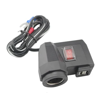 Rezistent la apa Motocicleta Dual USB Încărcător brichetă GPS telefon Mobil MP3 Adaptor de Încărcare Cu Comutator pentru Masina ATV Dirt Bike