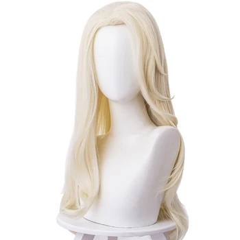 Noua Printesa Elsa Peruca Cosplay 65cm Lung și Blond Ondulat Par Sintetic Rezistent la Căldură Peruci + Capac de Peruca