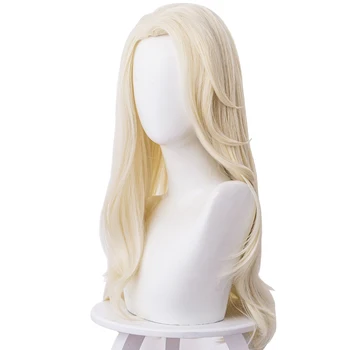 Noua Printesa Elsa Peruca Cosplay 65cm Lung și Blond Ondulat Par Sintetic Rezistent la Căldură Peruci + Capac de Peruca