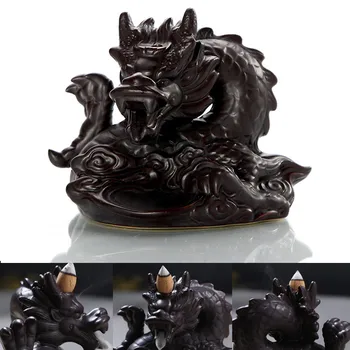 Tradițională Chineză Dragon Tămâie Titularul de Porțelan Refluxul Arzător de Tămâie Fum Vizualiza Rece Arzătoare de Tămâie 8.8*6.6 cm